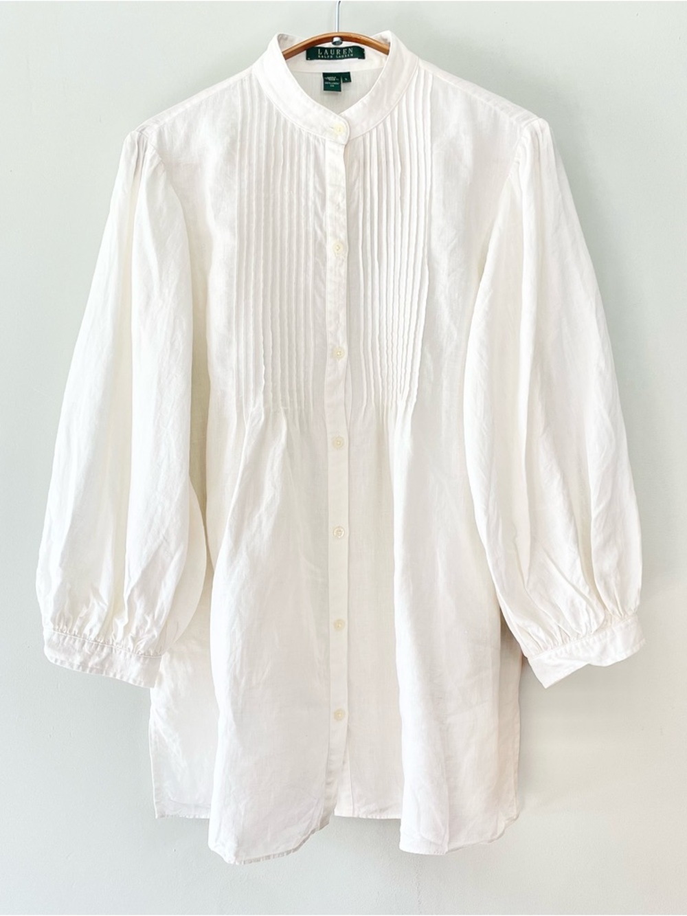 Ralph Lauren Cream Pintuck Button-Front Blouse - Picture 2 of 16